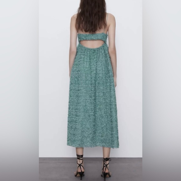 Zara 3D Floral Chiffon Dress Size Small - Picture 2 of 7